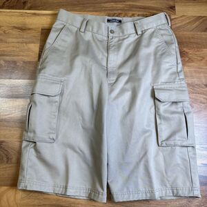 Lands' End Men's Khaki Cargo‎ Shorts Size 32 Flat Front